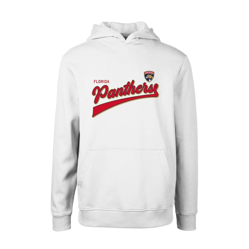 NHL White Florida Panthers Levelwear Youth Podium Retro Script Fleece Pullover Hoodie