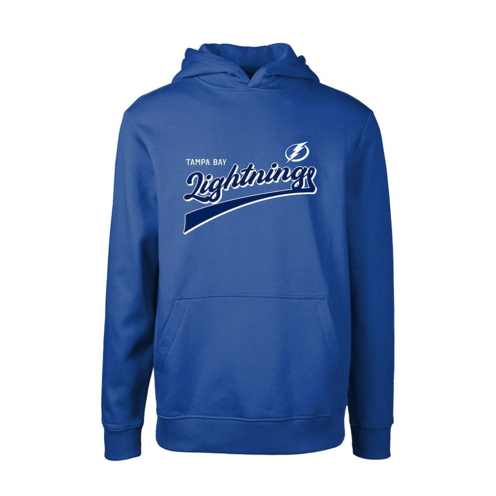 NHL Blue Tampa Bay Lightning Levelwear Youth Podium Retro Script Fleece Pullover Hoodie