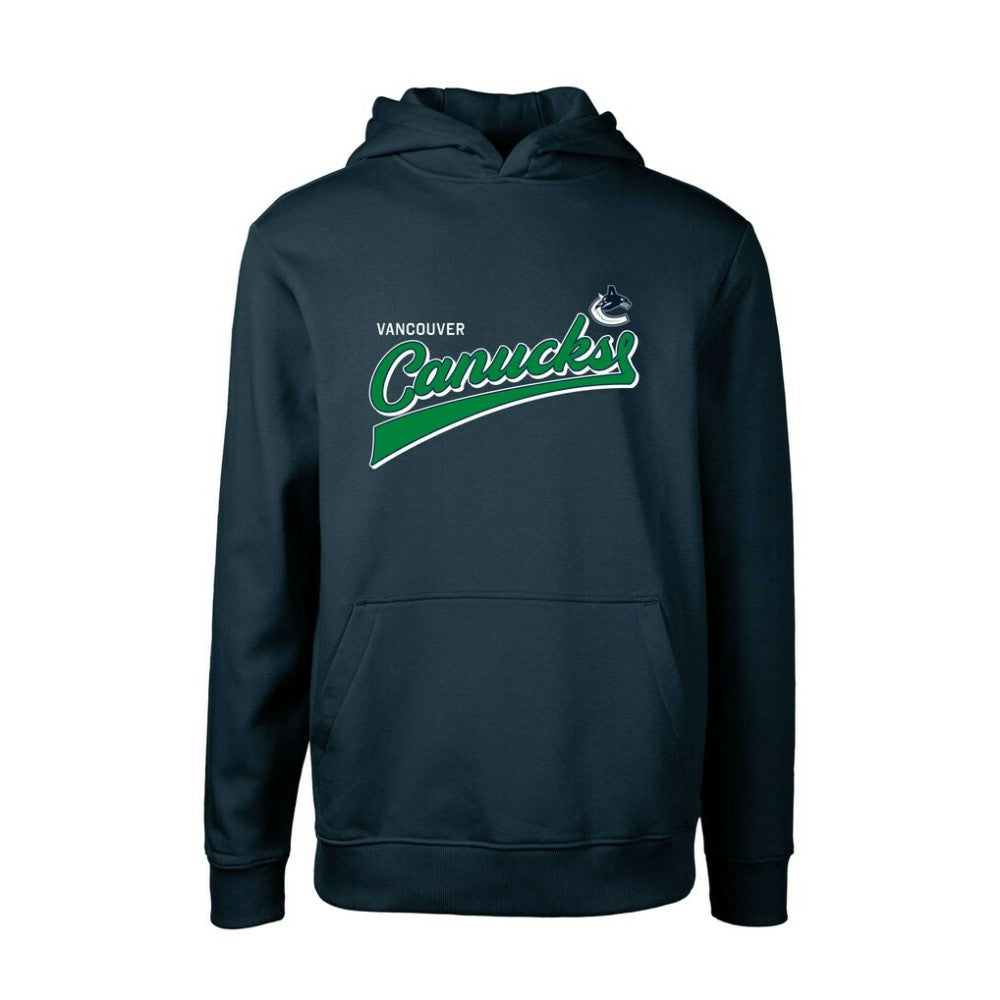 NHL Navy Vancouver Canucks Levelwear Youth Podium Retro Script Fleece Pullover Hoodie