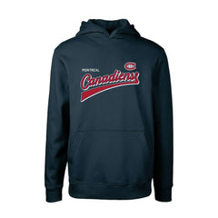 NHL Navy Montreal Canadiens Levelwear Youth Podium Retro Script Fleece Pullover Hoodie