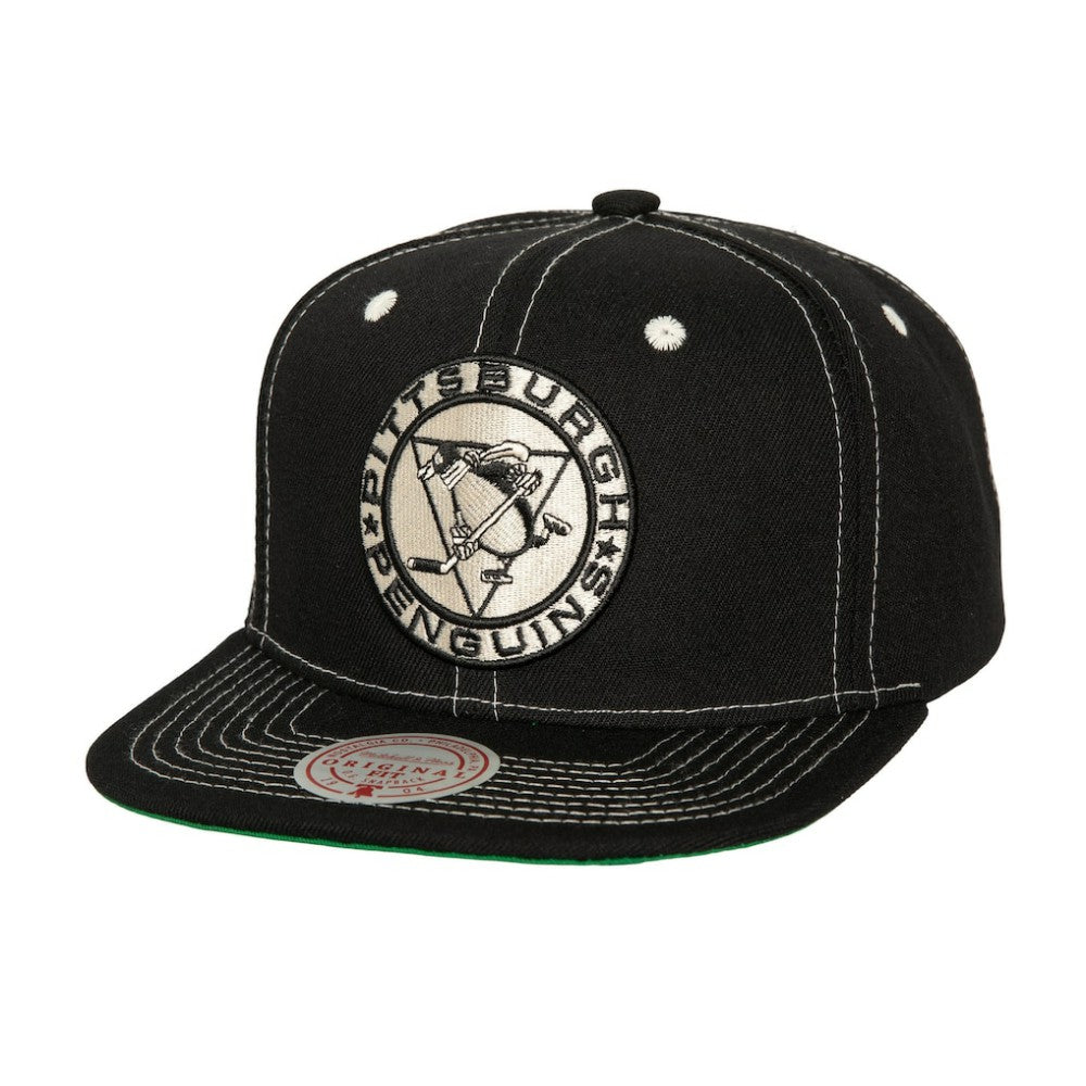 NHL Black Pittsburgh Penguins Mitchell & Ness Energy Contrast Natural Snapback Hat