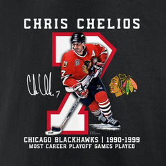 NHL Black Chris Chelios Chicago Blackhawks Jersey Retirement T-Shirt