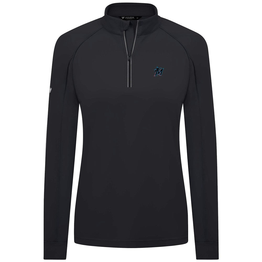 MLB Miami Marlins Levelwear Women's Kinetic Insignia Quarter-Zip Pullover