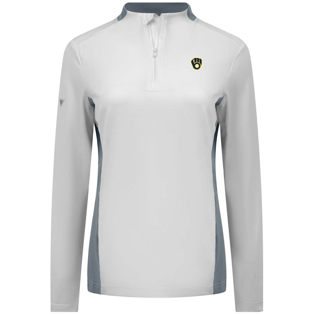 MLB Milwaukee Brewers Levelwear Women's Moxie Insignia Quarter-Zip Pullover