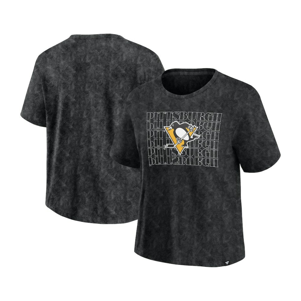NHL Black Pittsburgh Penguins Fanatics Women's Faded Wash T-Shirt