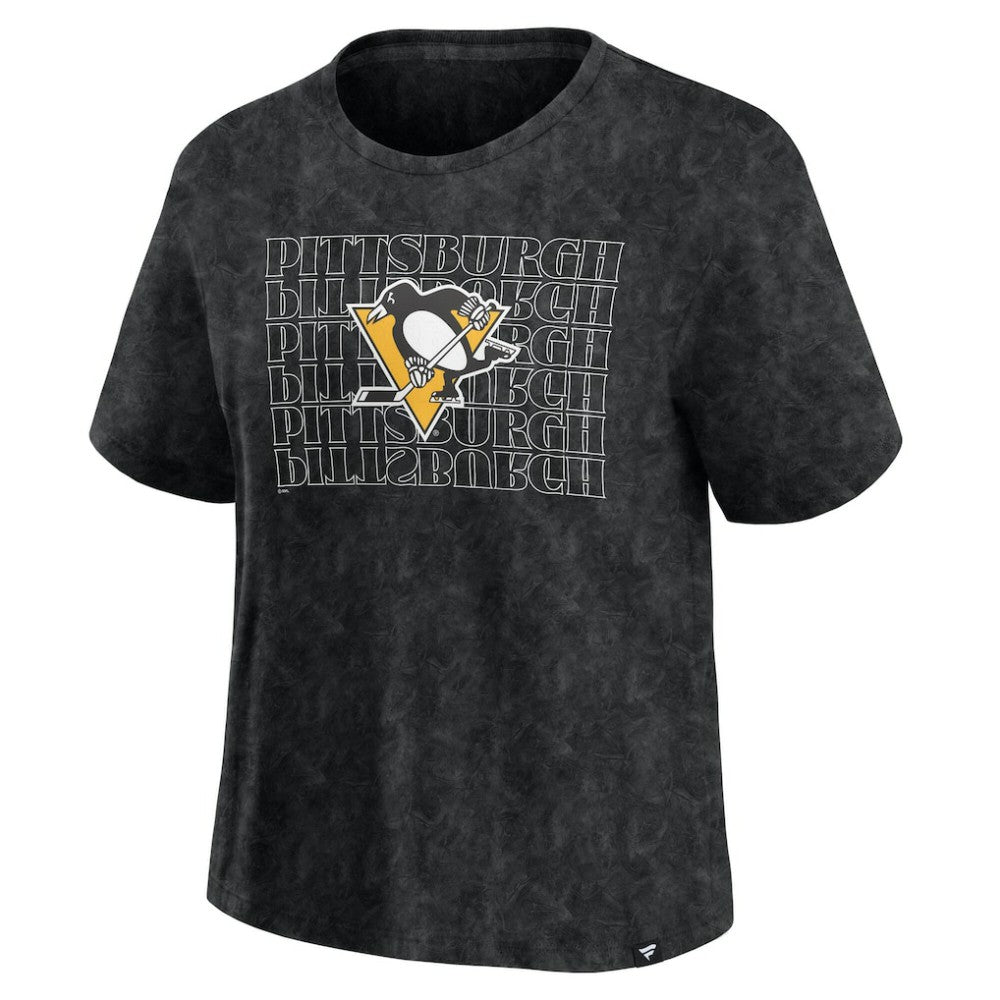 NHL Black Pittsburgh Penguins Fanatics Women's Faded Wash T-Shirt
