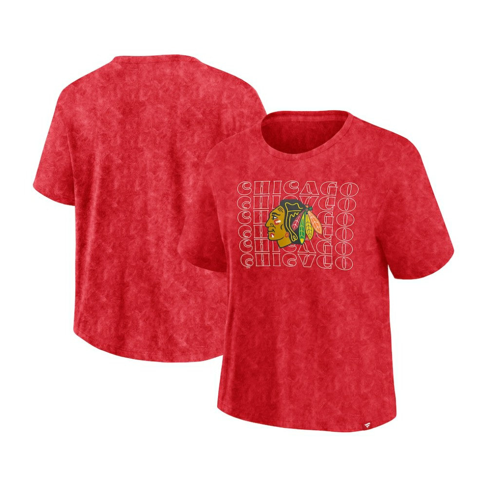 NHL Red Chicago Blackhawks Fanatics Women's Faded Wash T-Shirt