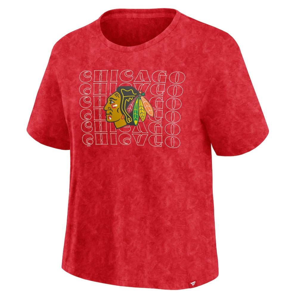 NHL Red Chicago Blackhawks Fanatics Women's Faded Wash T-Shirt
