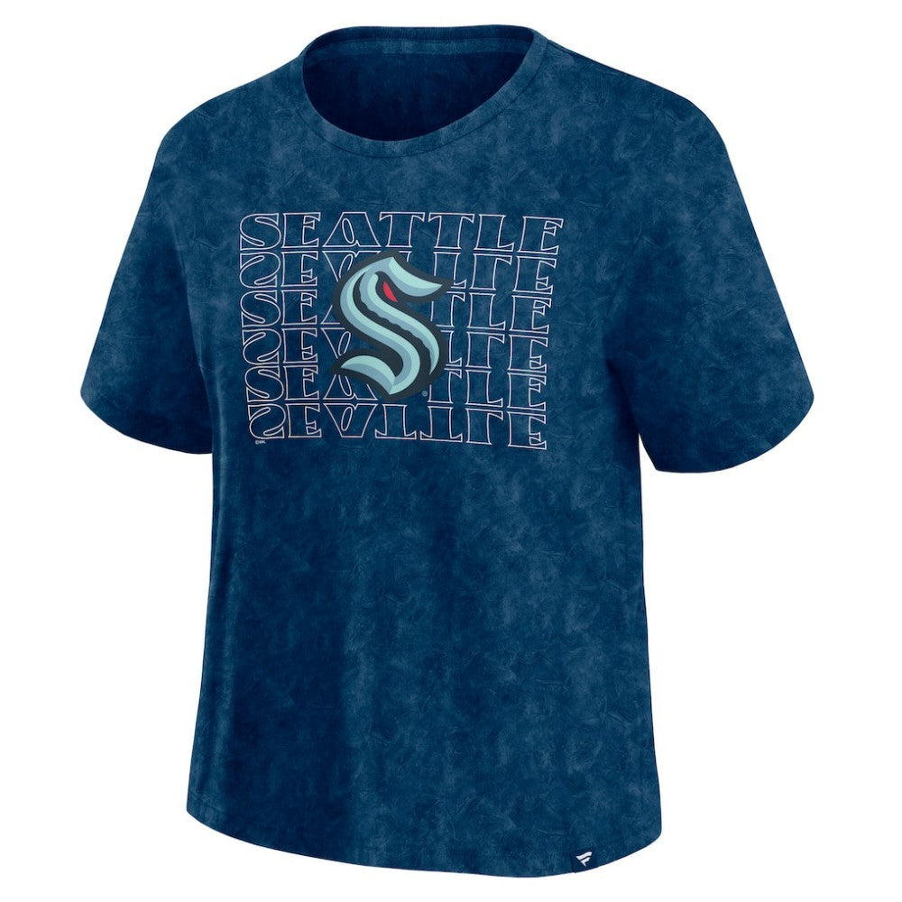 NHL Deep Sea Blue Seattle Kraken Fanatics Women's Faded Wash T-Shirt