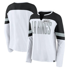 NHL White/Black Los Angeles Kings Fanatics Women's Frozen Long Sleeve Notch Neck T-Shirt
