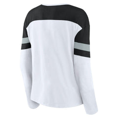 NHL White/Black Los Angeles Kings Fanatics Women's Frozen Long Sleeve Notch Neck T-Shirt
