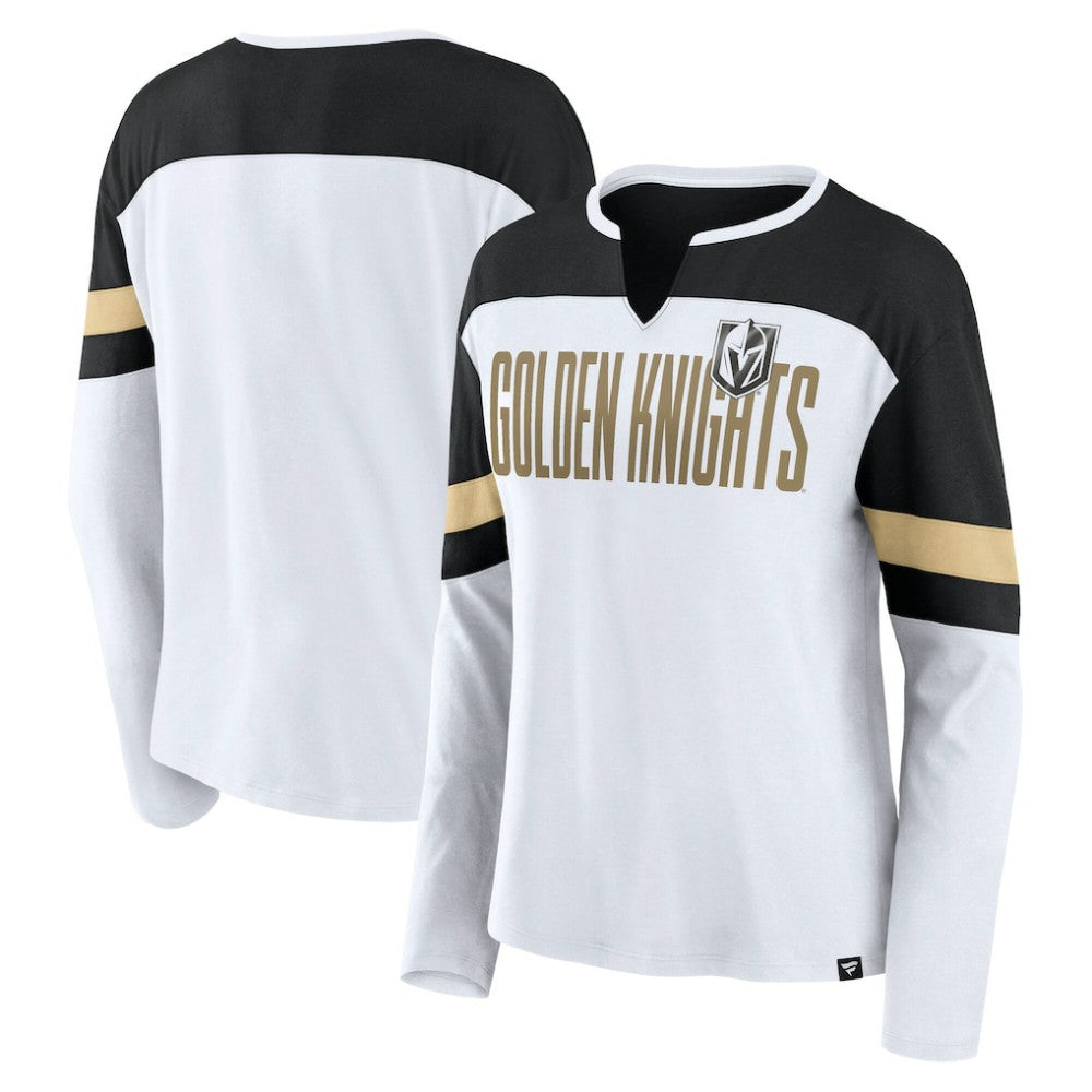 NHL White/Black Vegas Golden Knights Fanatics Women's Frozen Long Sleeve Notch Neck T-Shirt