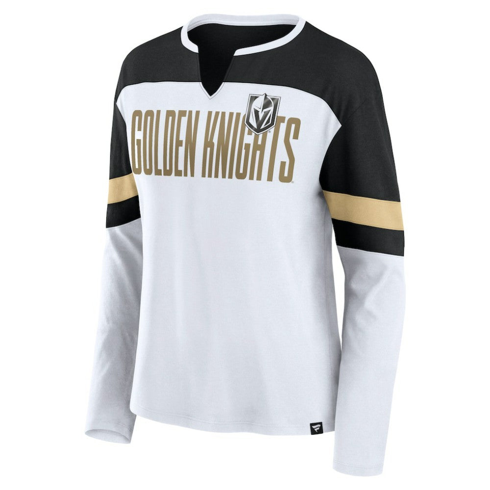 NHL White/Black Vegas Golden Knights Fanatics Women's Frozen Long Sleeve Notch Neck T-Shirt