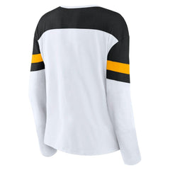 NHL White/Black Pittsburgh Penguins Fanatics Women's Frozen Long Sleeve Notch Neck T-Shirt