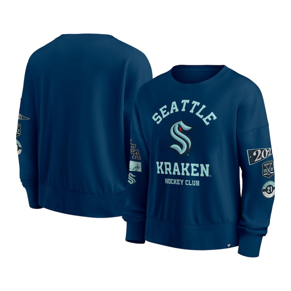 NHL Deep Sea Blue Seattle Kraken Fanatics Women's Go Team Pullover Sweatshirt