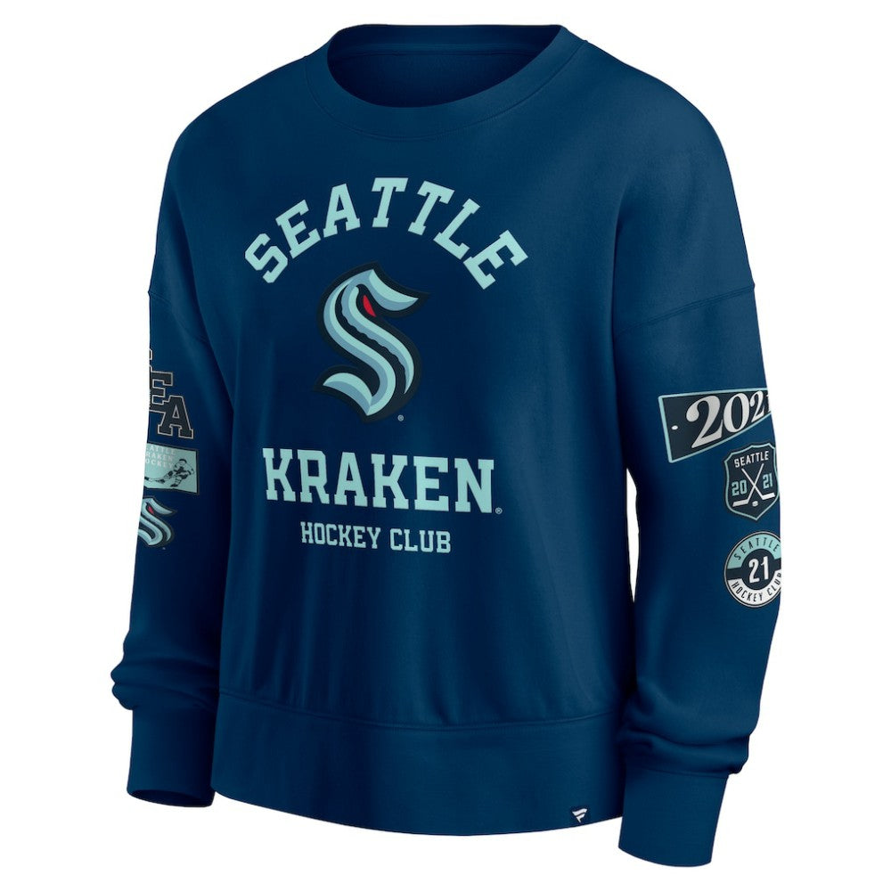 NHL Deep Sea Blue Seattle Kraken Fanatics Women's Go Team Pullover Sweatshirt