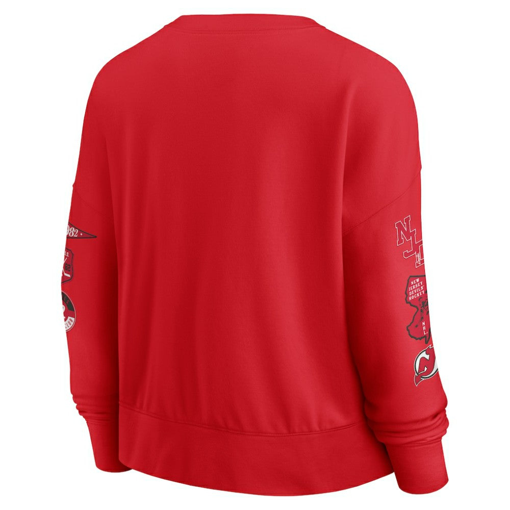 NHL Red New Jersey Devils Fanatics Women's Go Team Pullover Sweatshirt