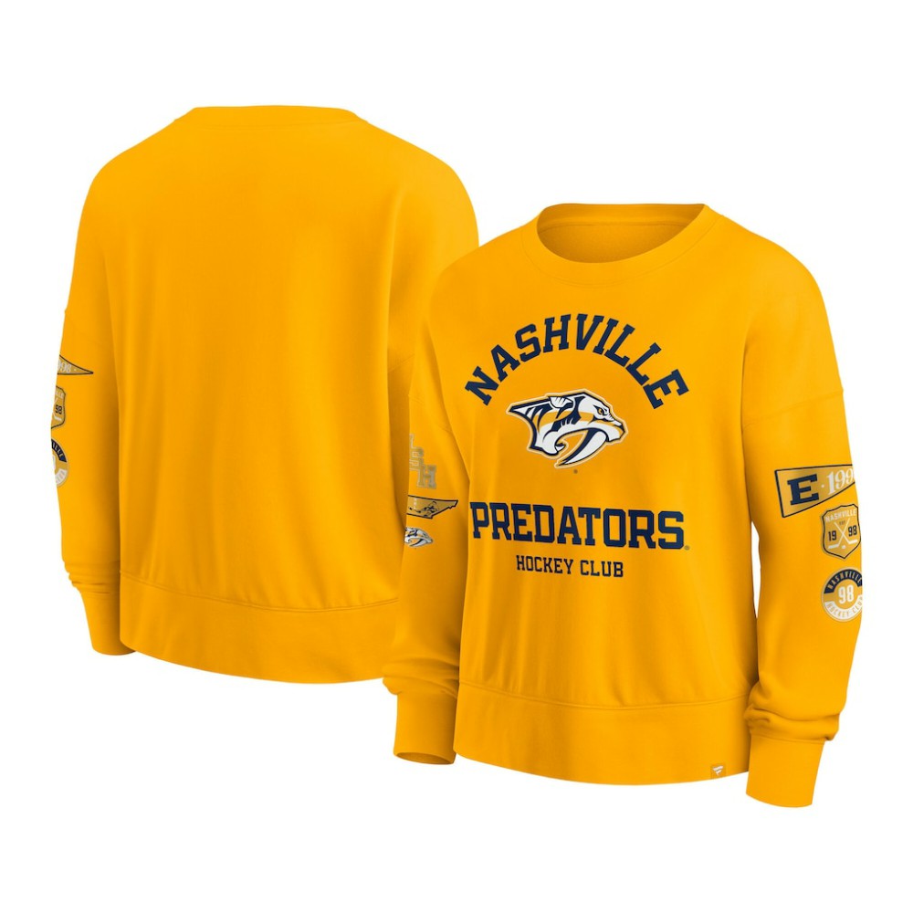 NHL Gold Nashville Predators Fanatics Women's Go Team Pullover Sweatshirt