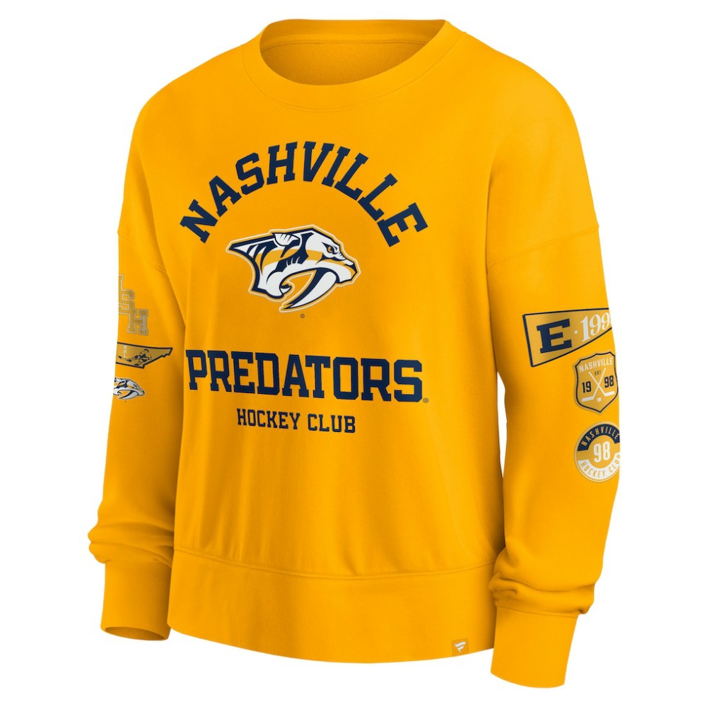 NHL Gold Nashville Predators Fanatics Women's Go Team Pullover Sweatshirt