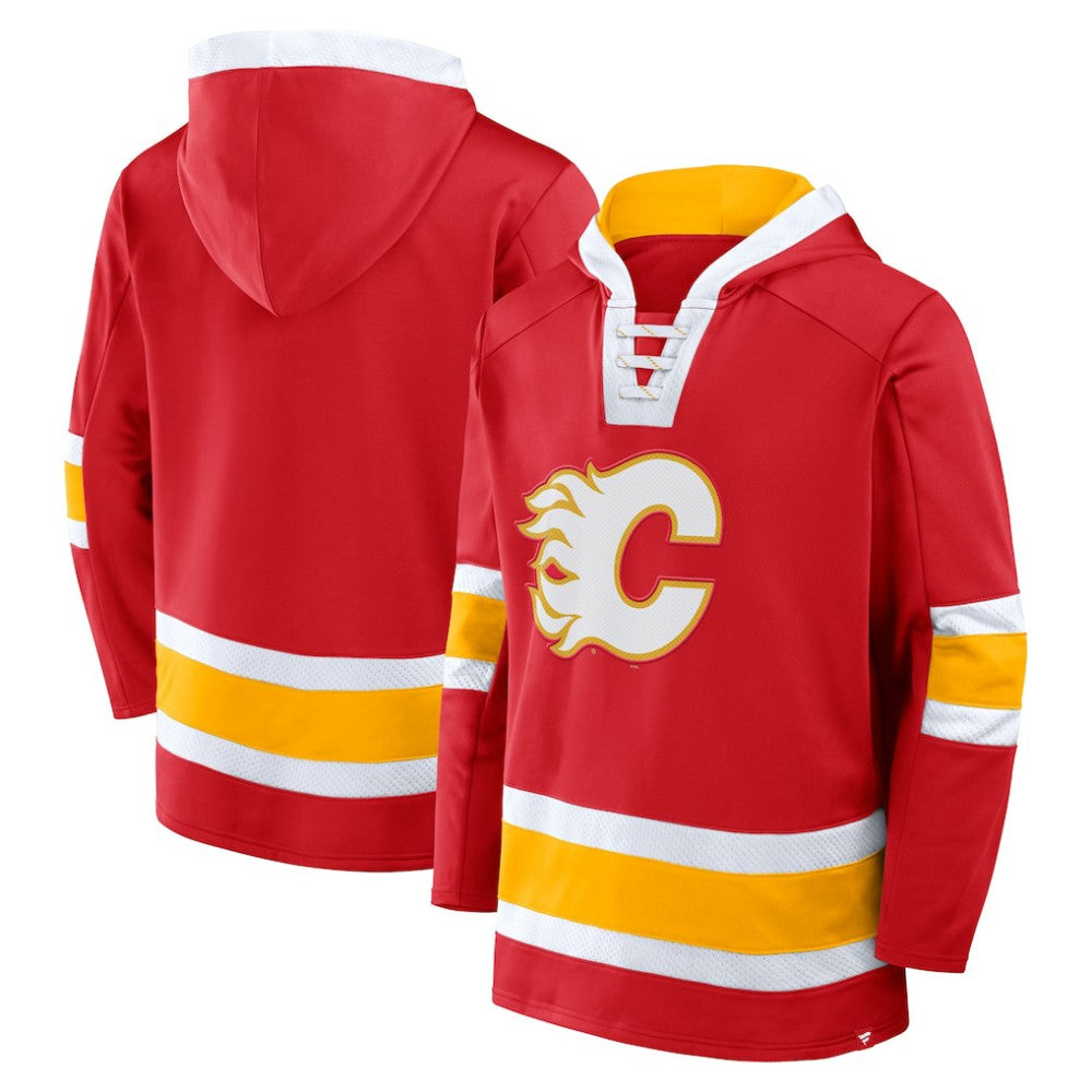 NHL Red Calgary Flames Fanatics Inside Line Fleece Pullover Hoodie- Red