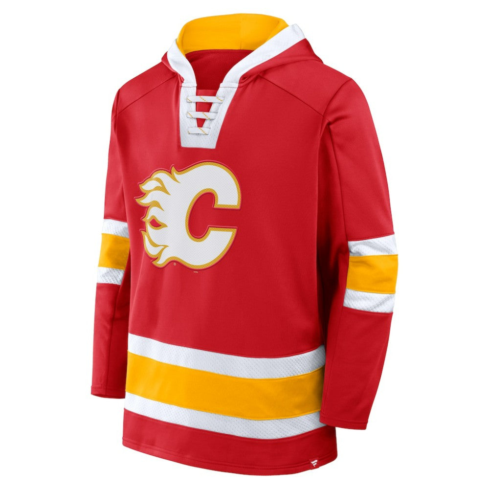 NHL Red Calgary Flames Fanatics Inside Line Fleece Pullover Hoodie- Red