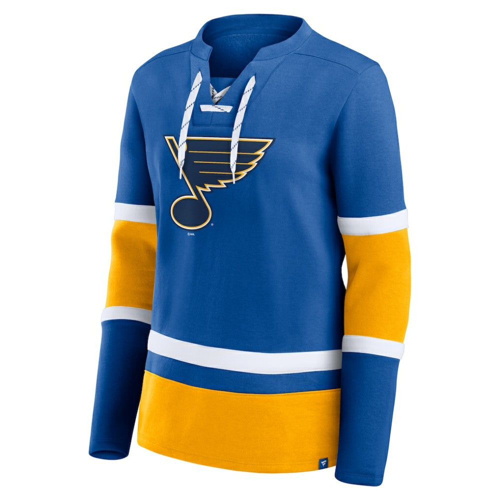 NHL Blue St. Louis Blues Fanatics Women's Prime Time Lace-Up Long Sleeve T-Shirt