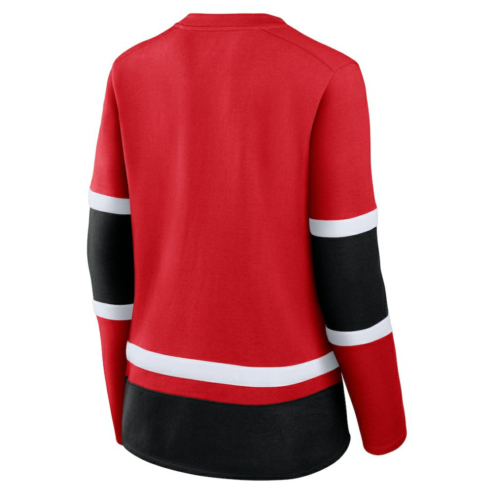 NHL Red Chicago Blackhawks Fanatics Women's Prime Time Lace-Up Long Sleeve T-Shirt