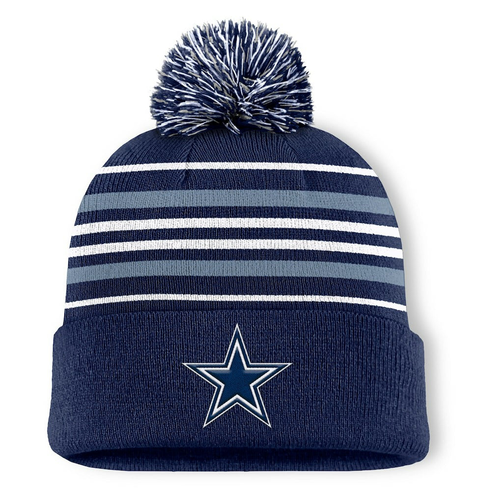 Fundamental Striped Cuffed Knit Hat with Pom - Dallas Cowboys