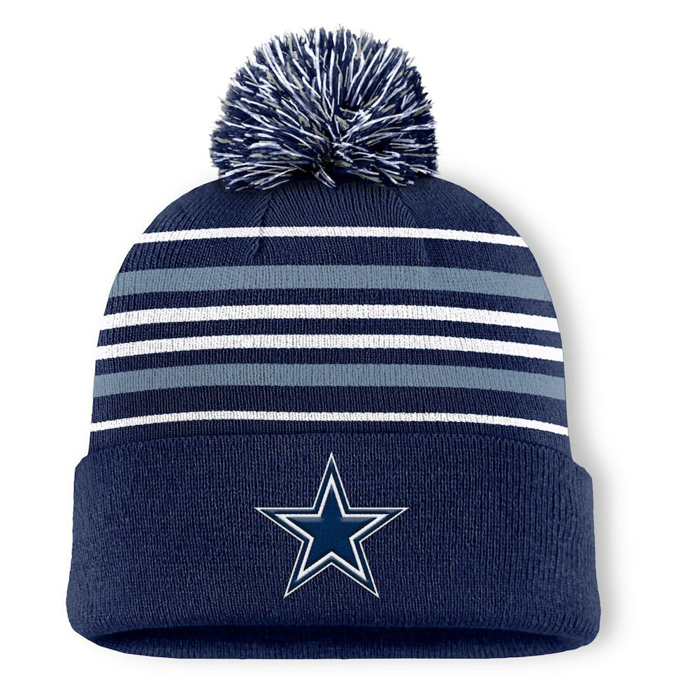 Fundamental Striped Cuffed Knit Hat with Pom - Dallas Cowboys