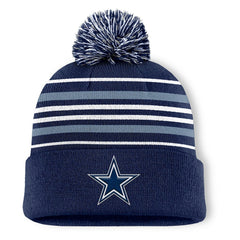 Fundamental Striped Cuffed Knit Hat with Pom - Dallas Cowboys