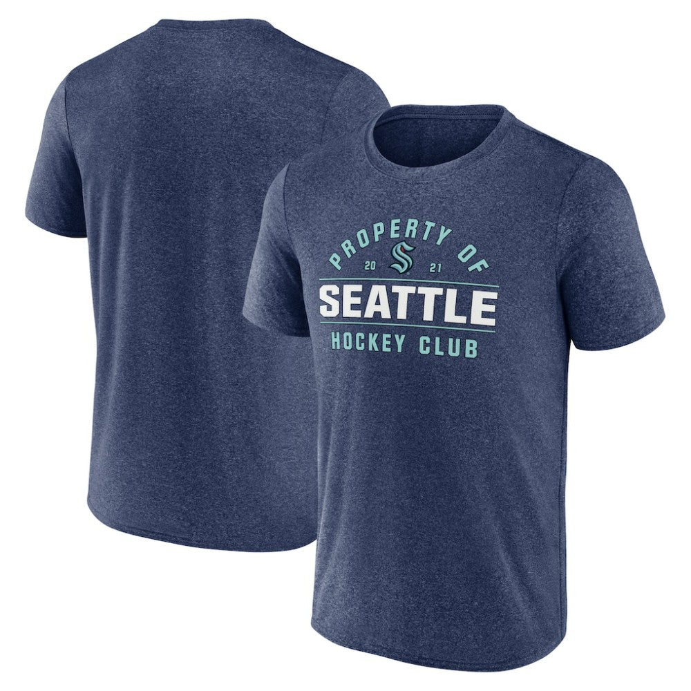 NHL Heather Deep Sea Blue Seattle Kraken Fanatics Property Of T-Shirt