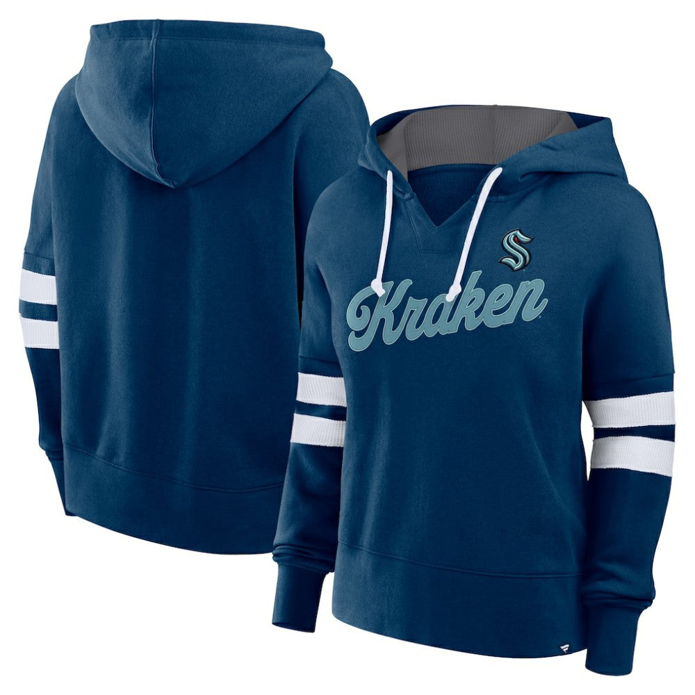 NHL Deep Sea Blue Seattle Kraken Fanatics Women's Oversized Seize Pullover Hoodie