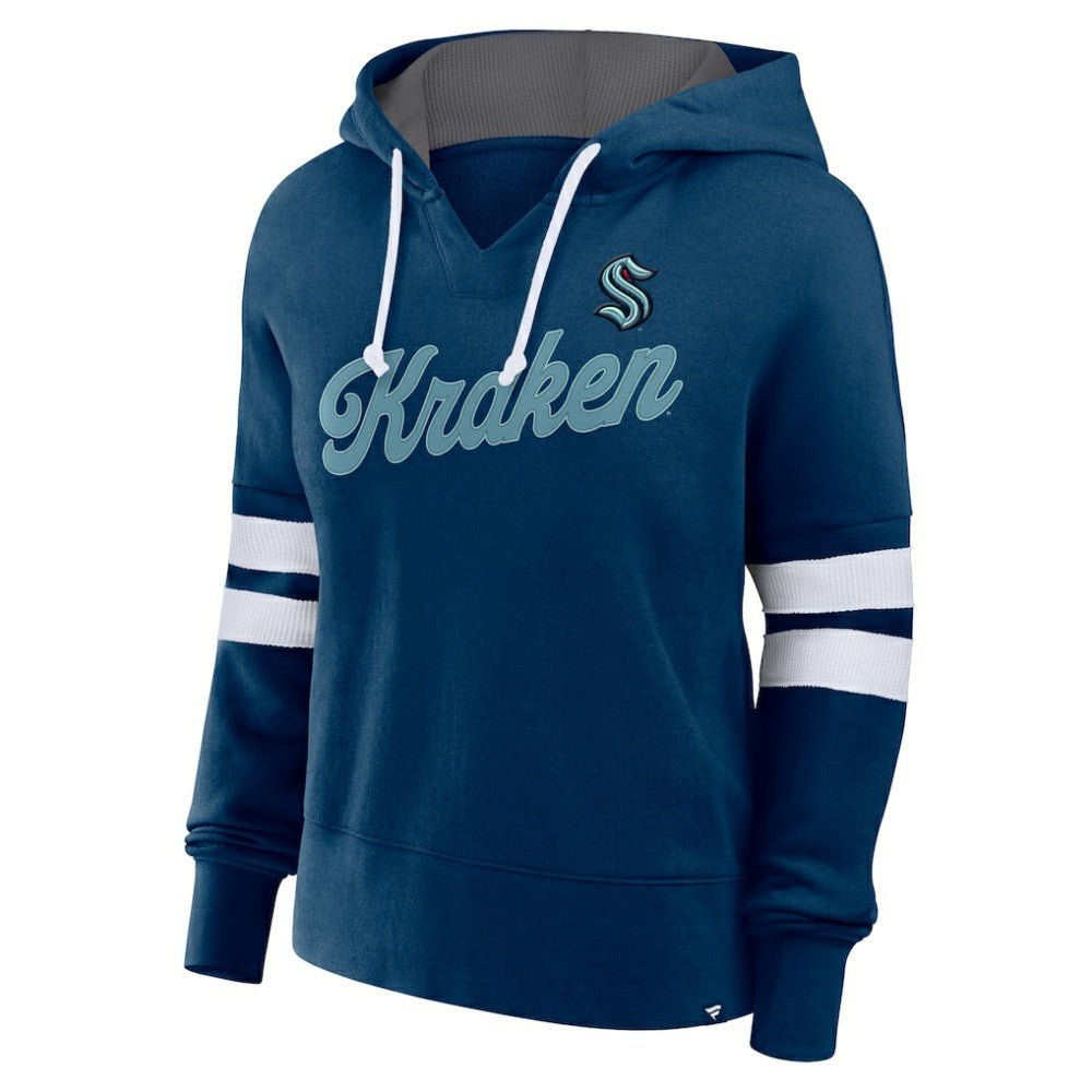 NHL Deep Sea Blue Seattle Kraken Fanatics Women's Oversized Seize Pullover Hoodie
