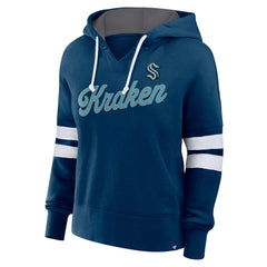 NHL Deep Sea Blue Seattle Kraken Fanatics Women's Oversized Seize Pullover Hoodie
