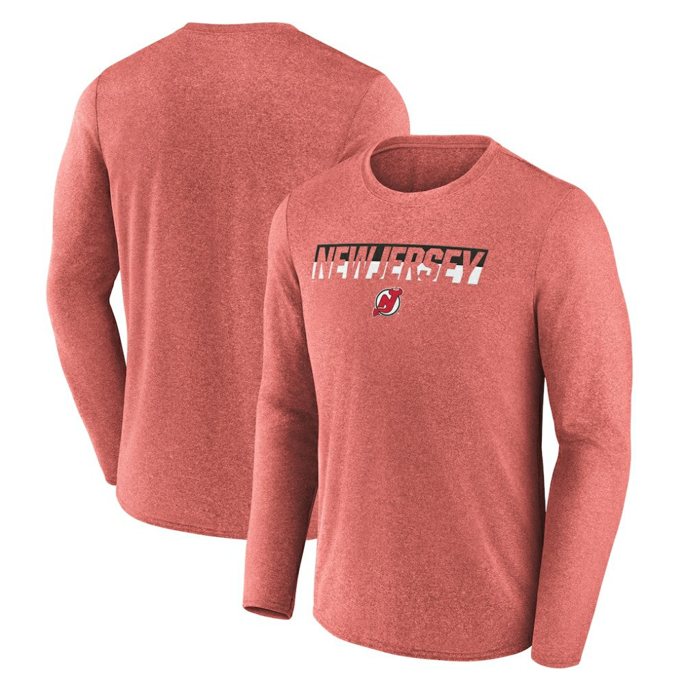 NHL Heather Red New Jersey Devils Fanatics Transition Long Sleeve T-Shirt