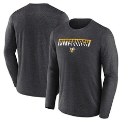 NHL Heather Charcoal Pittsburgh Penguins Fanatics Transition Long Sleeve T-Shirt