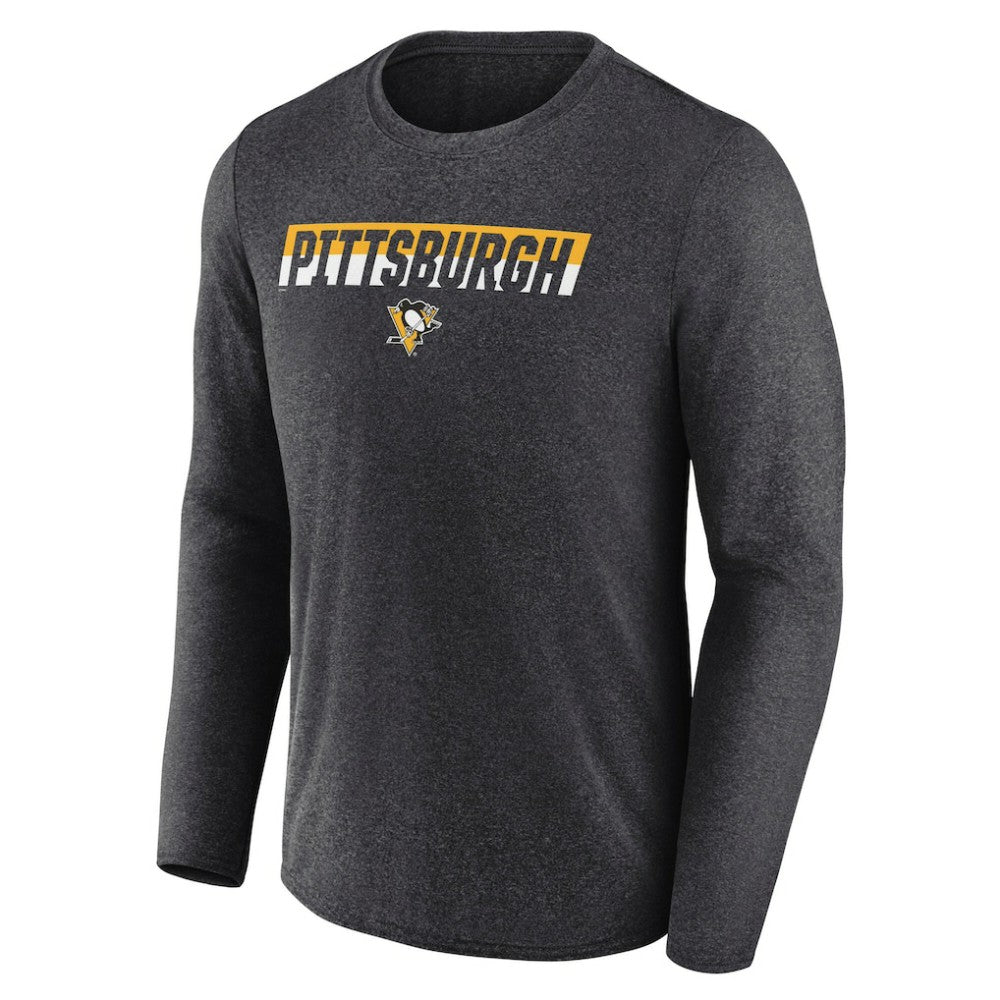 NHL Heather Charcoal Pittsburgh Penguins Fanatics Transition Long Sleeve T-Shirt