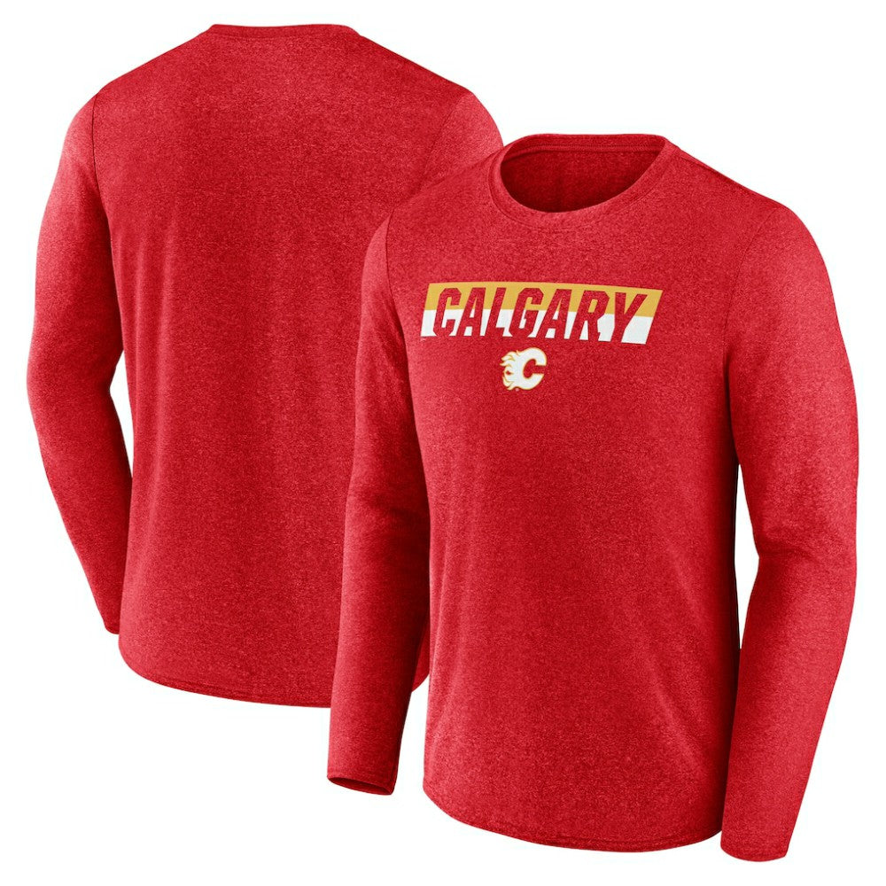NHL Heather Red Calgary Flames Fanatics Transition Long Sleeve T-Shirt