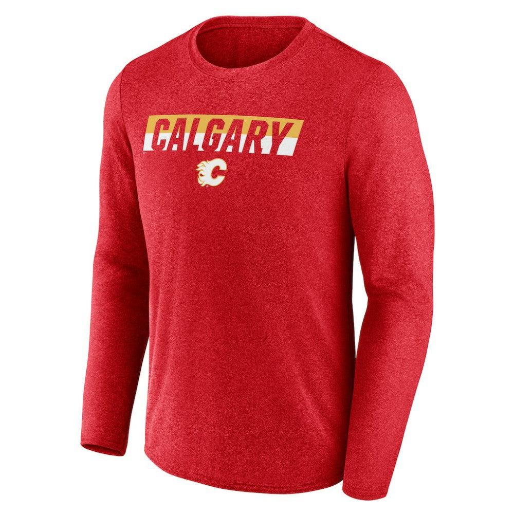 NHL Heather Red Calgary Flames Fanatics Transition Long Sleeve T-Shirt