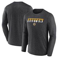 NHL Heather Charcoal Boston Bruins Fanatics Transition Long Sleeve T-Shirt