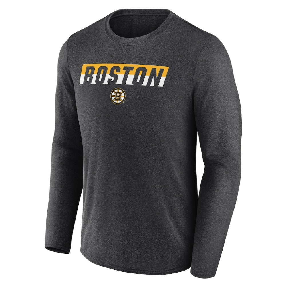 NHL Heather Charcoal Boston Bruins Fanatics Transition Long Sleeve T-Shirt