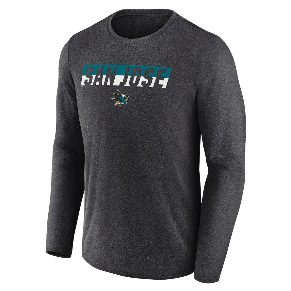 NHL Heather Charcoal San Jose Sharks Fanatics Transition Long Sleeve T-Shirt
