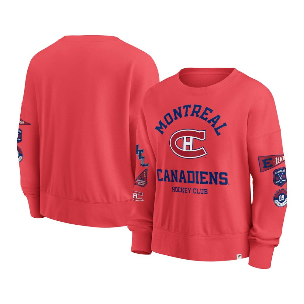NHL Red Montreal Canadiens Fanatics Women's Oversized Vintage Go Team Pullover Sweatshirt