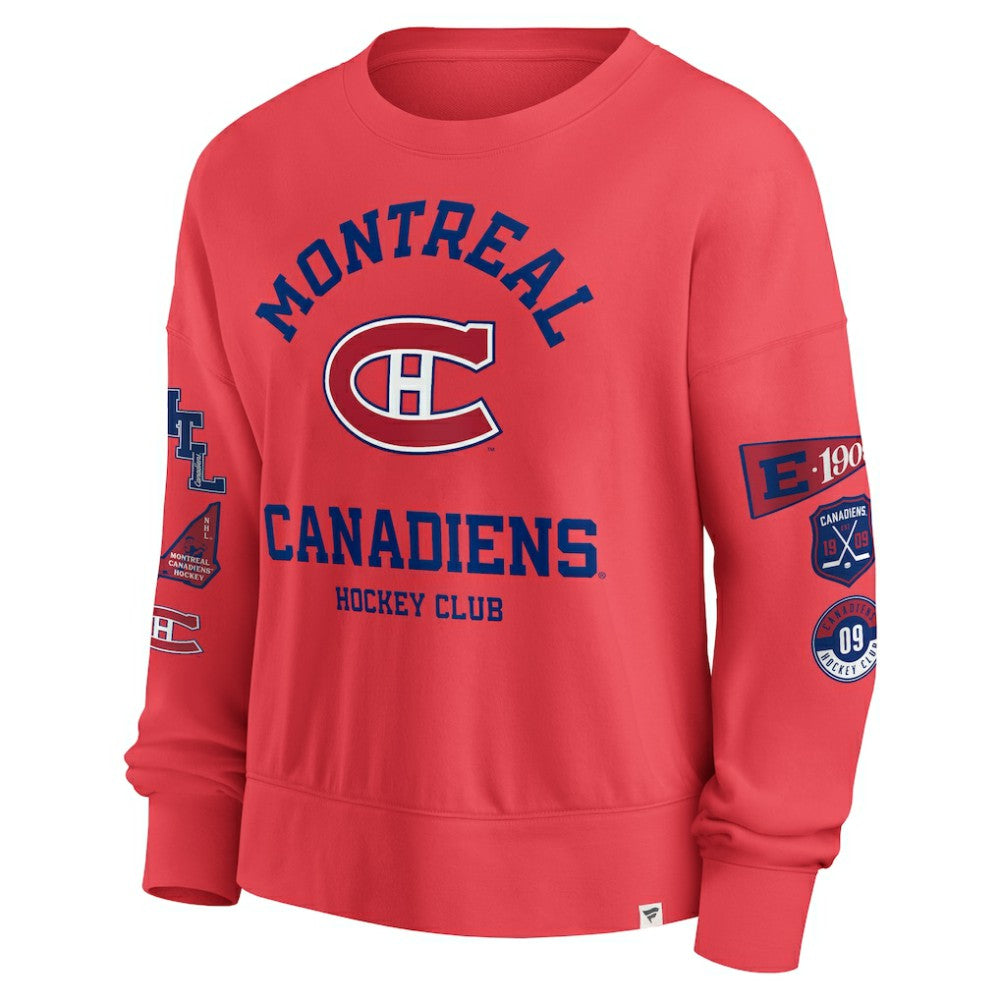 NHL Red Montreal Canadiens Fanatics Women's Oversized Vintage Go Team Pullover Sweatshirt