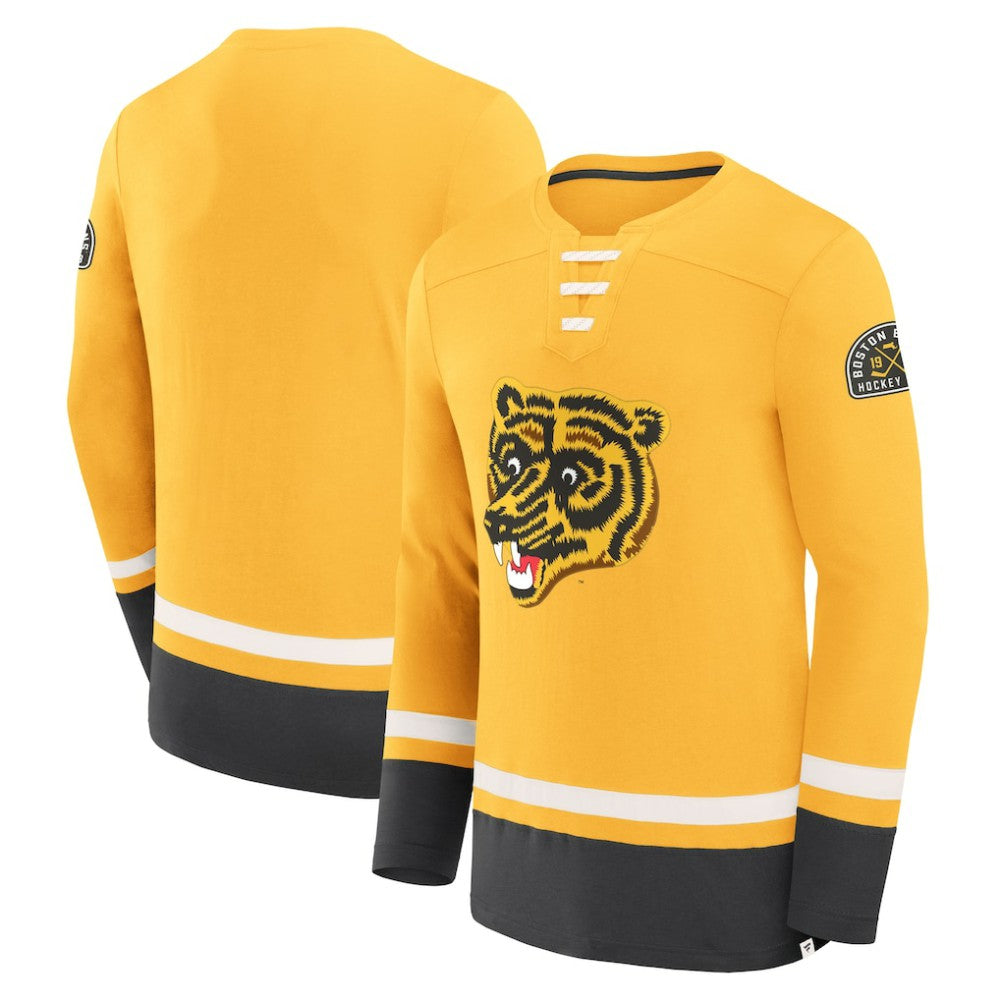 NHL Gold Boston Bruins Fanatics Vintage High Point Long Sleeve T-Shirt