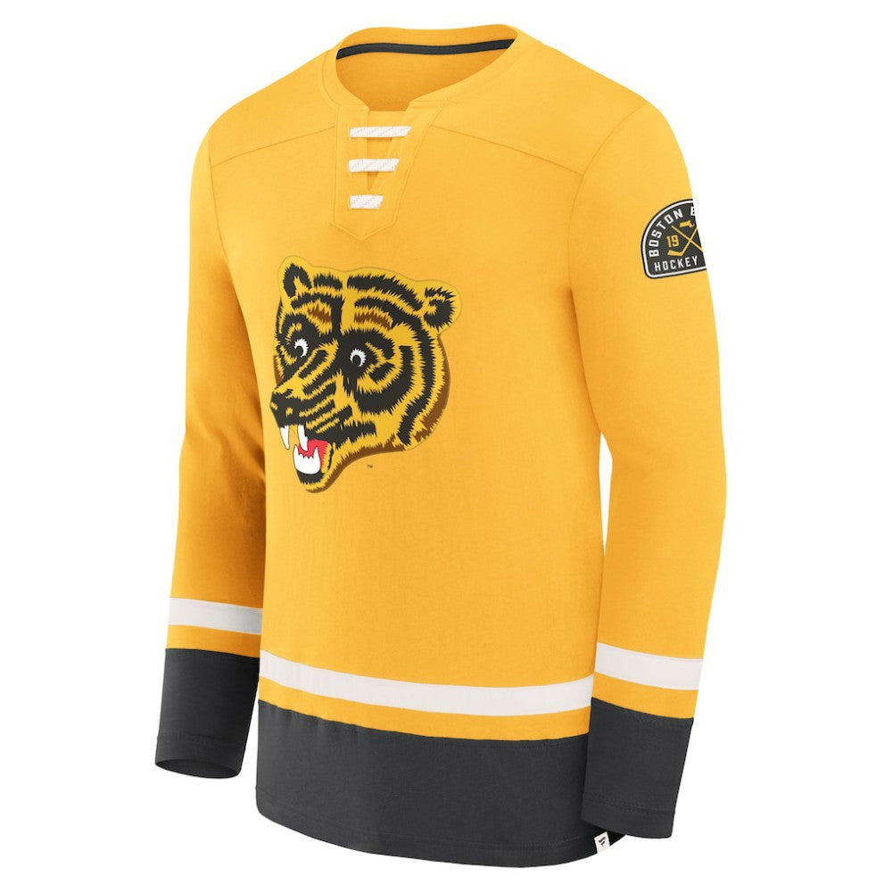 NHL Gold Boston Bruins Fanatics Vintage High Point Long Sleeve T-Shirt