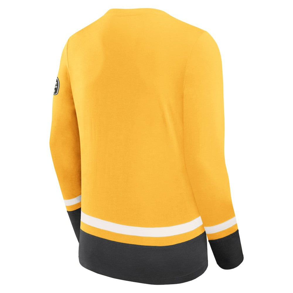 NHL Gold Boston Bruins Fanatics Vintage High Point Long Sleeve T-Shirt