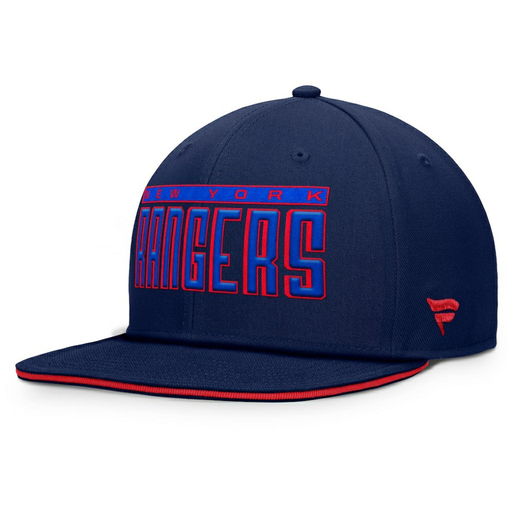 NHL Blue New York Rangers Fanatics Fundamental Gino Stack Snapback Hat