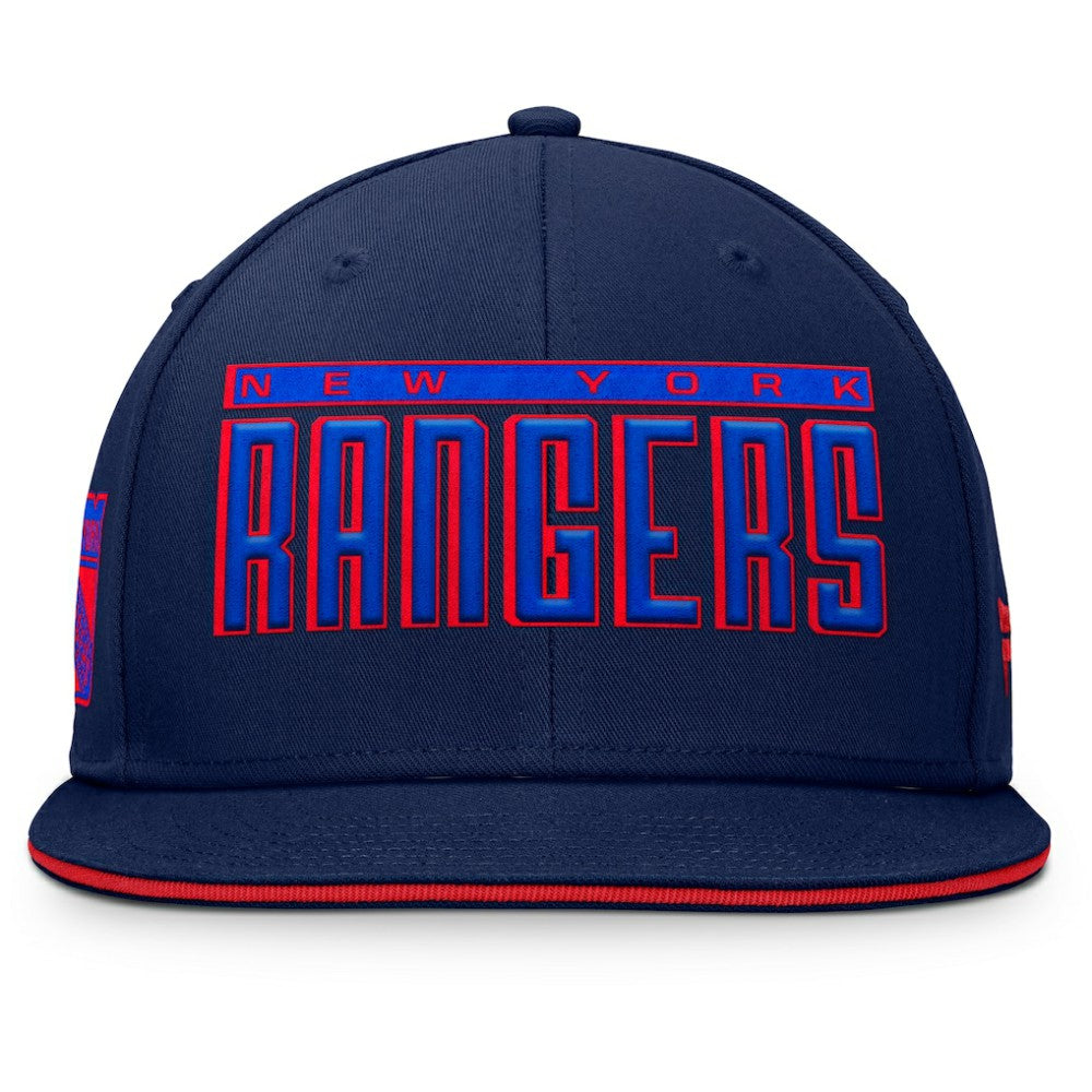 NHL Blue New York Rangers Fanatics Fundamental Gino Stack Snapback Hat