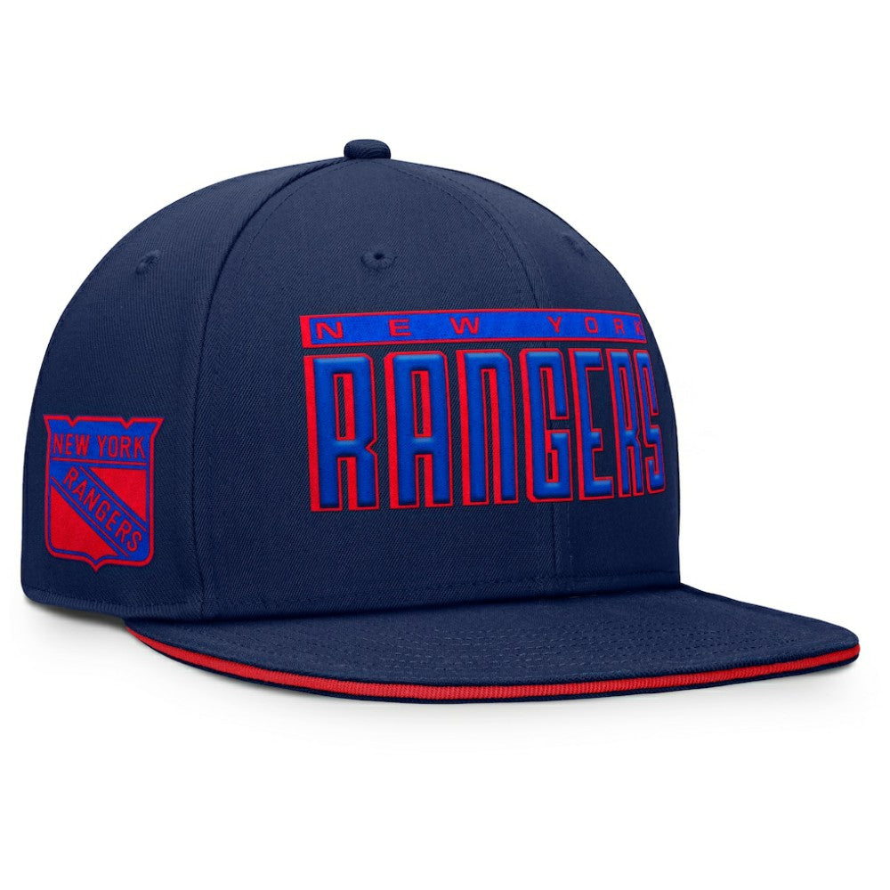 NHL Blue New York Rangers Fanatics Fundamental Gino Stack Snapback Hat